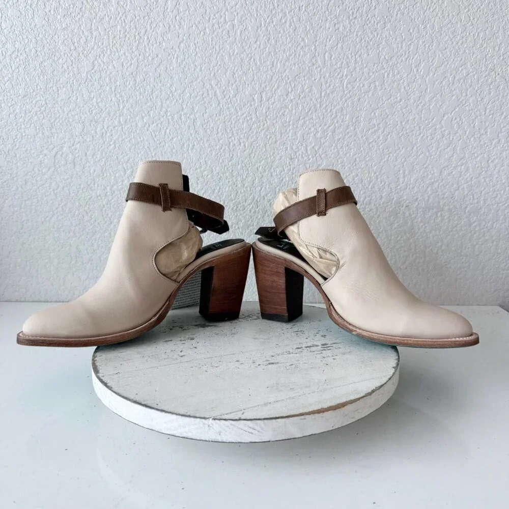 Lane HIGH NOON Womens Cowboy Booties Putty Western Cowgirl Short Boots Size 9